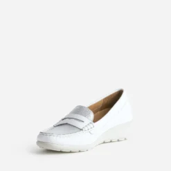 Mocassin FRANCE ARNO blanc et argenté cuir