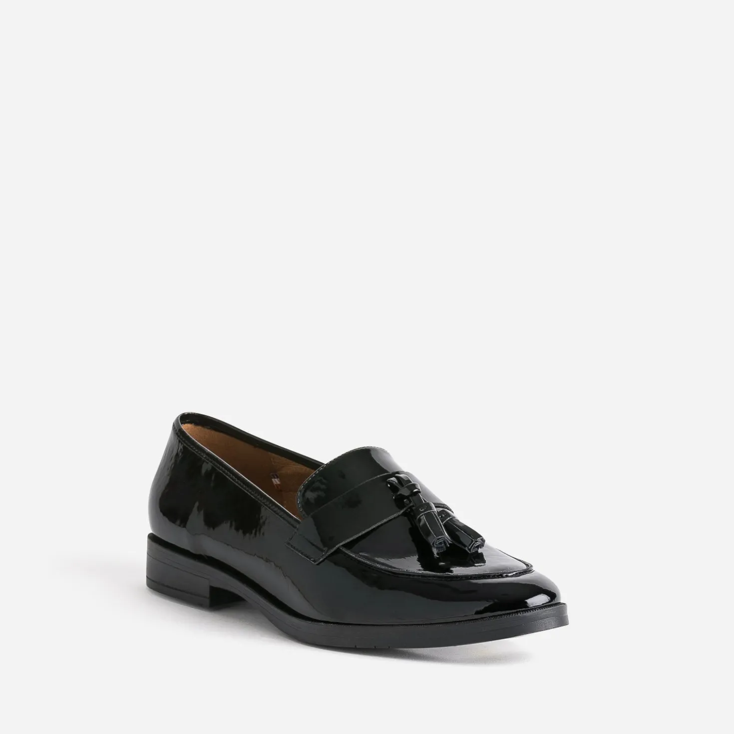 Mocassin à glands ERAM FLEX noir verni en cuir