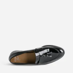 Mocassin à glands ERAM FLEX noir verni en cuir