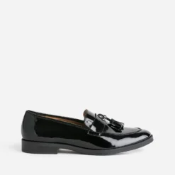 Mocassin à glands ERAM FLEX noir verni en cuir