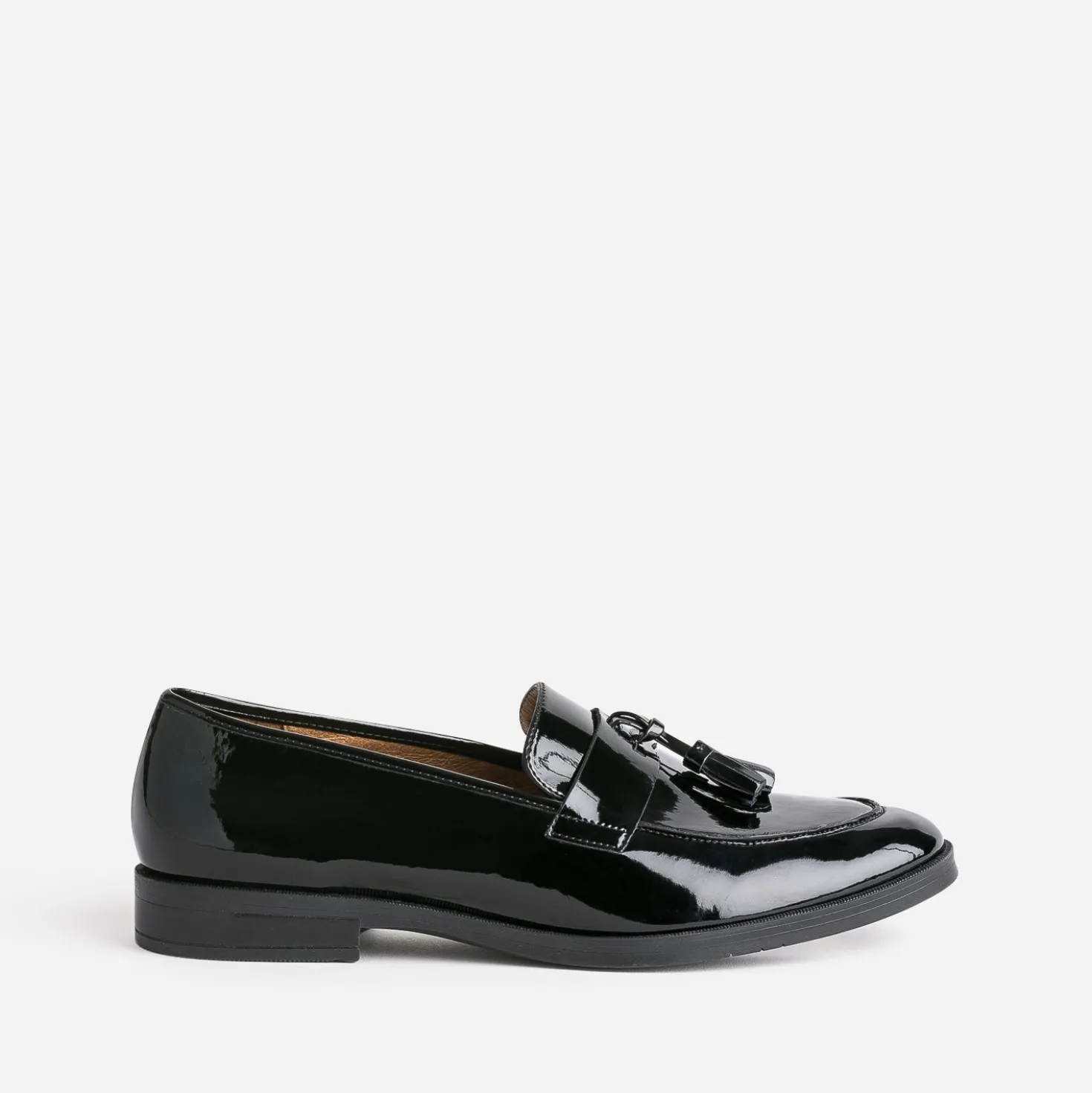 Mocassin à glands ERAM FLEX noir verni en cuir