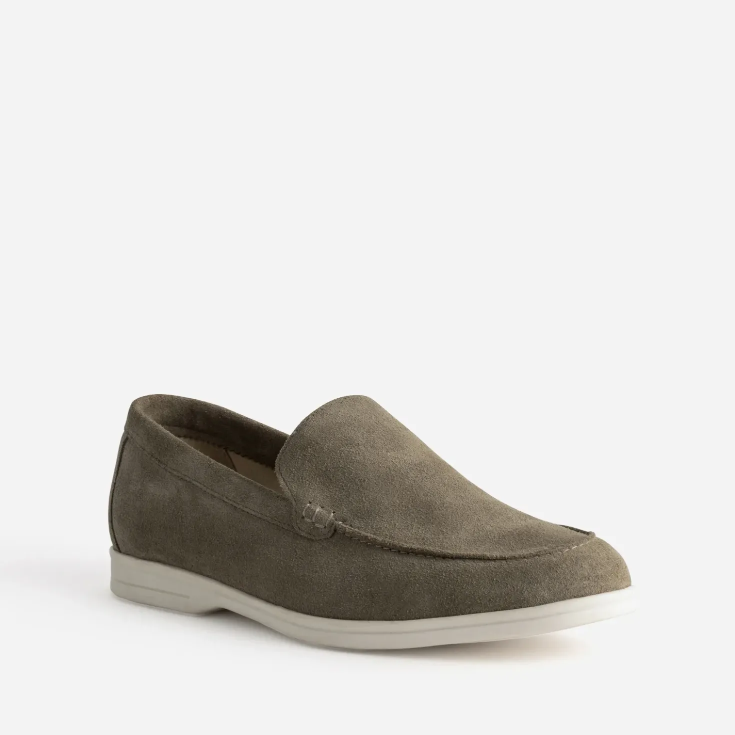 Mocassin kaki cuir velours