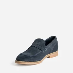 Mocassin marine cuir velours éco-conçu