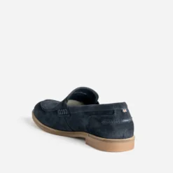Mocassin marine cuir velours éco-conçu