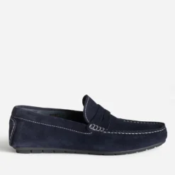 Mocassin marine cuir velours