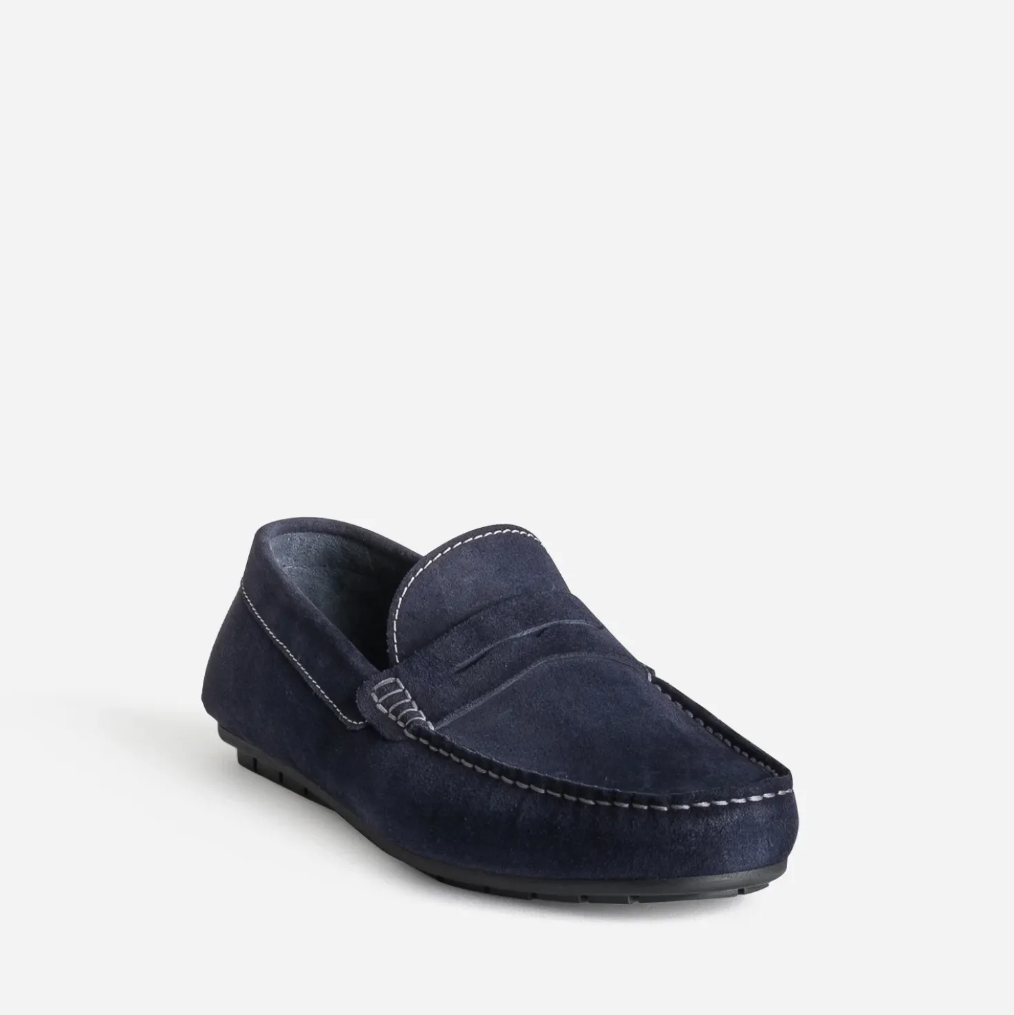 Mocassin marine cuir velours
