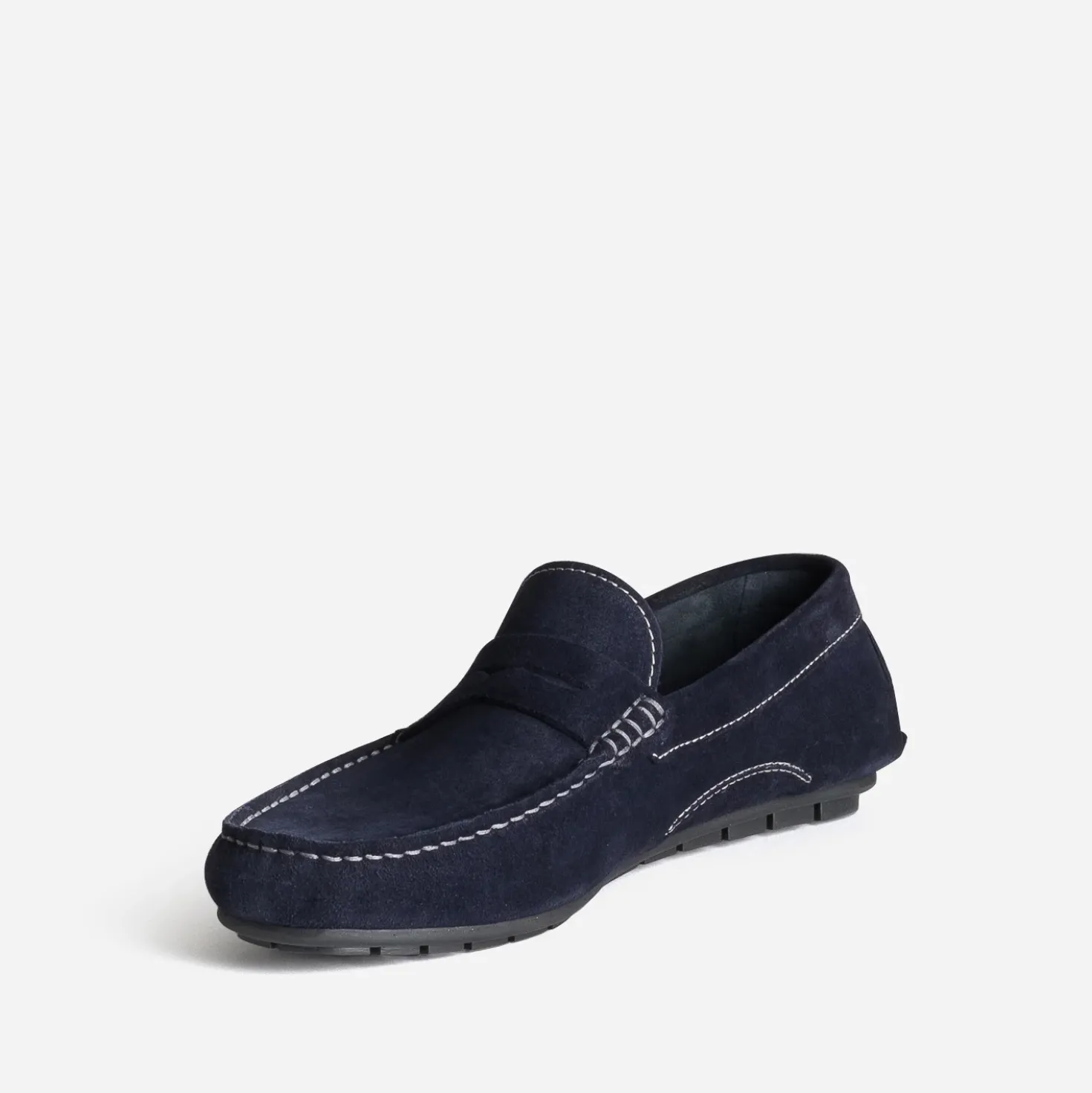 Mocassin marine cuir velours