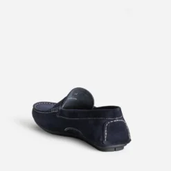 Mocassin marine cuir velours