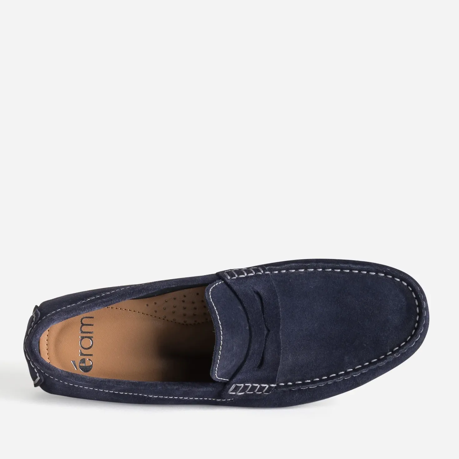 Mocassin marine cuir velours