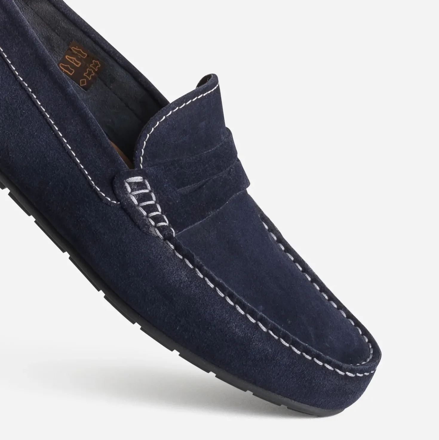Mocassin marine cuir velours
