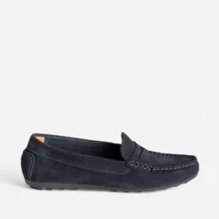 Mocassin marine cuir velours