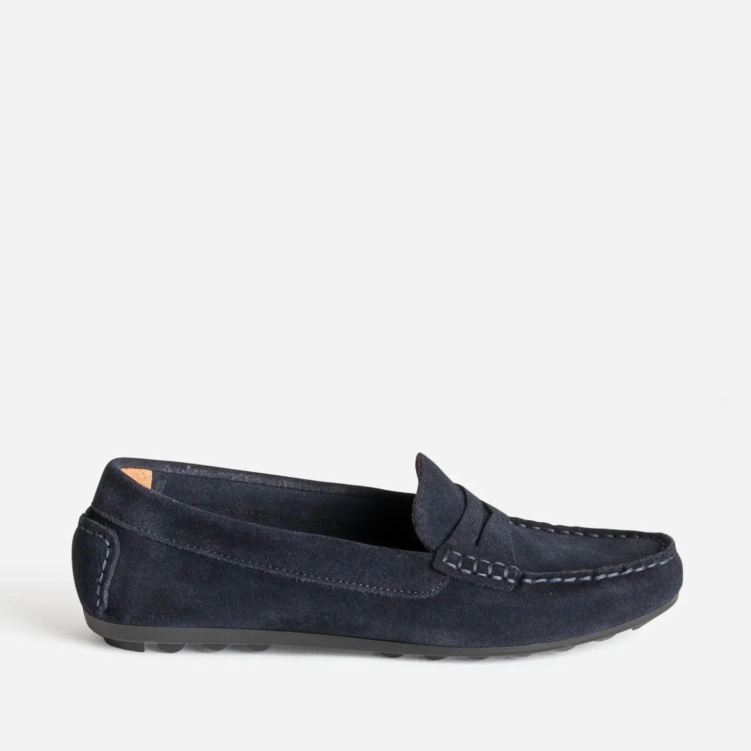 Mocassin marine cuir velours