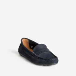 Mocassin marine cuir velours