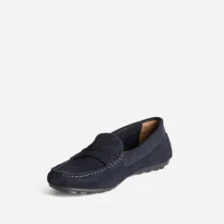 Mocassin marine cuir velours
