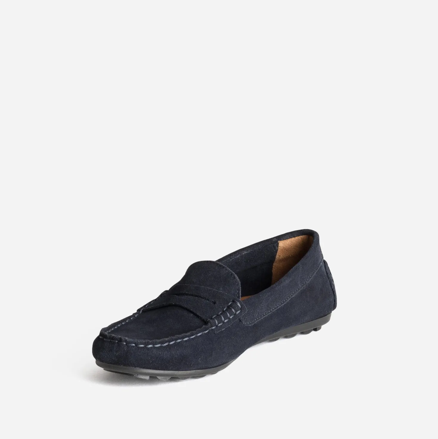 Mocassin marine cuir velours