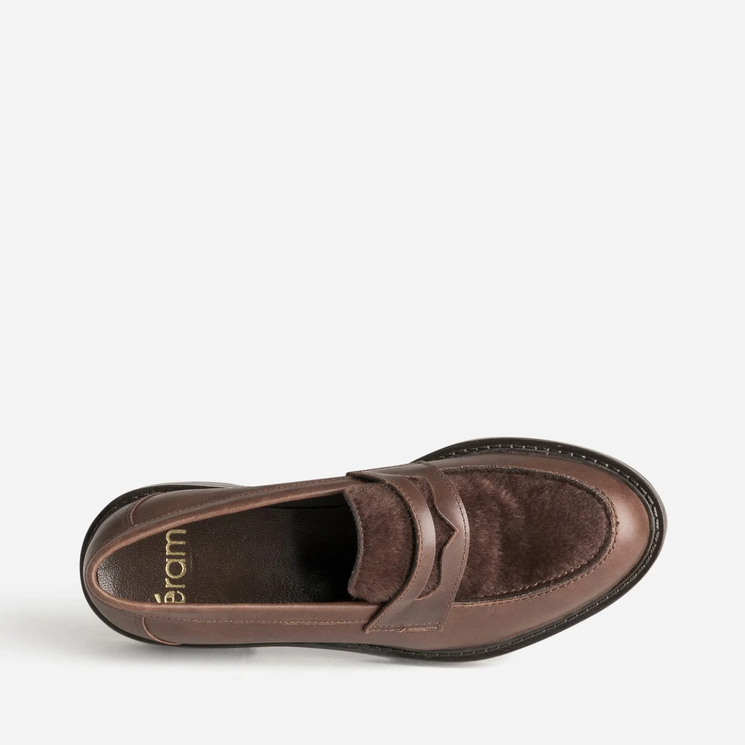 Mocassin marron cuir détail effet poulain