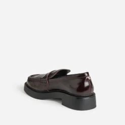 Mocassin marron cuir plateforme