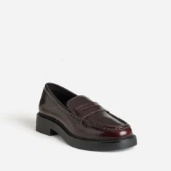 Mocassin marron cuir plateforme