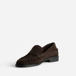 Mocassin marron cuir velours souple