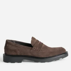 Mocassin marron cuir velours semelle crantée