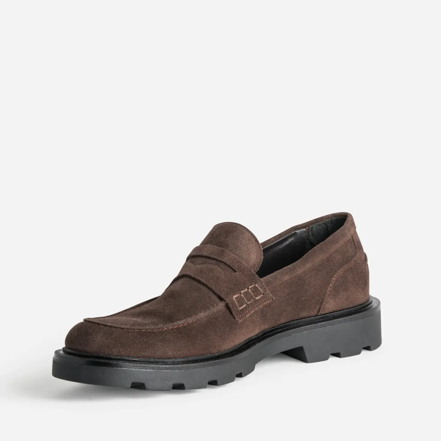 Mocassin marron cuir velours semelle crantée