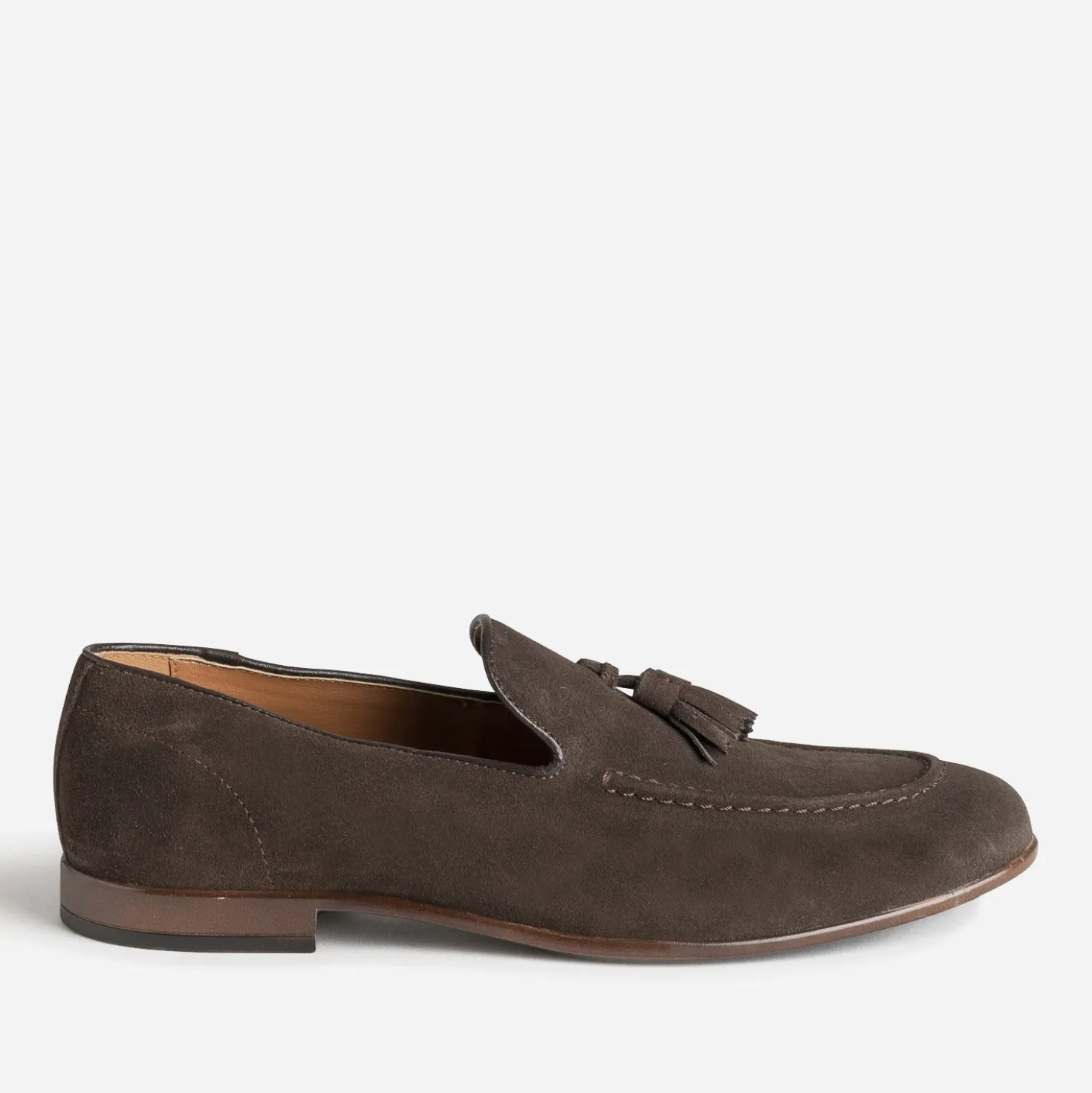 Mocassin marron cuir velours à pampilles
