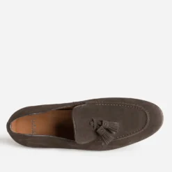 Mocassin marron cuir velours à pampilles