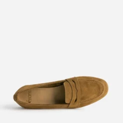 Mocassin marron en cuir velours