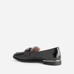 Mocassin noir barrette dorée