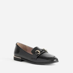 Mocassin noir barrette dorée