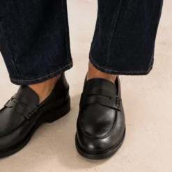 Mocassin noir cuir