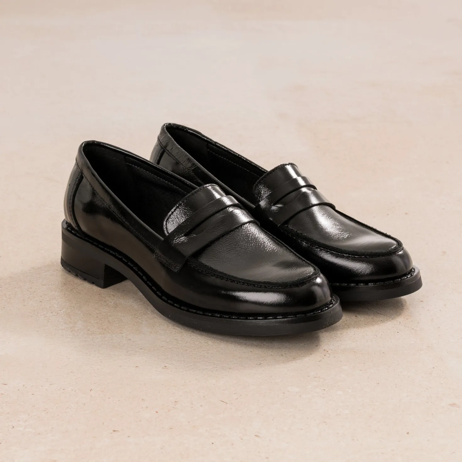 Mocassin noir cuir