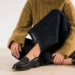 Mocassin noir cuir