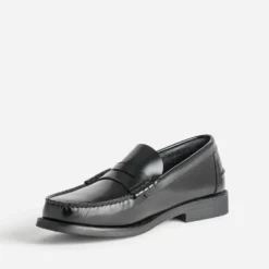 Mocassin noir cuir glacé