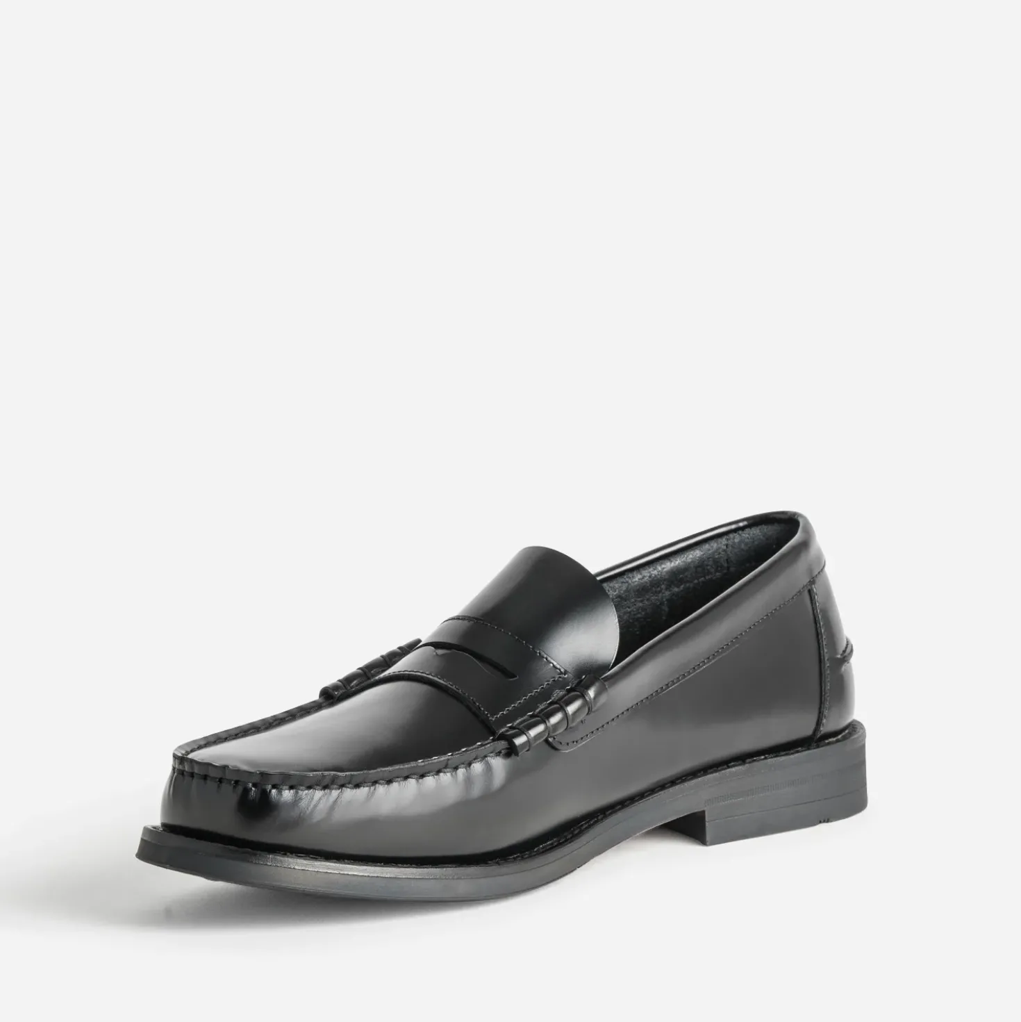 Mocassin noir cuir glacé