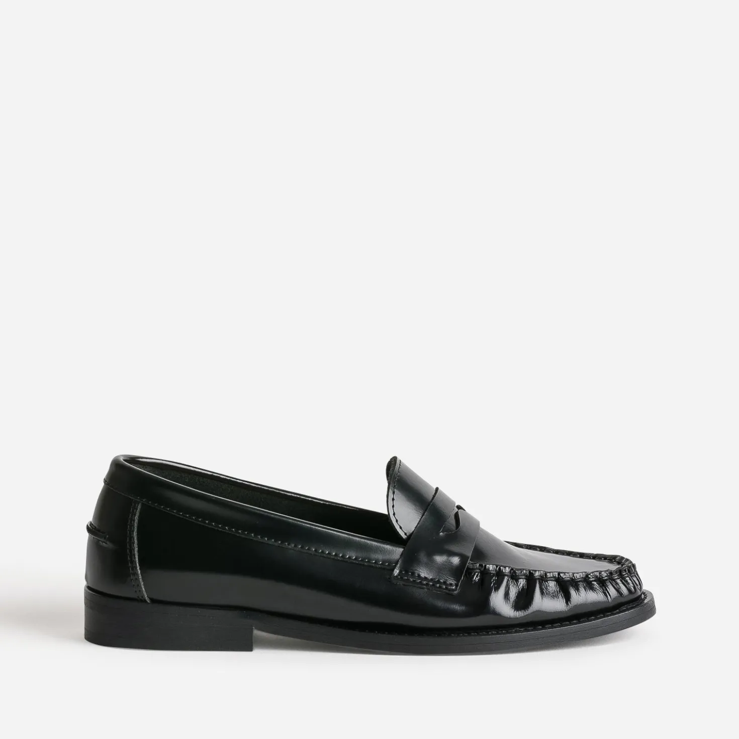 Mocassin noir cuir glacé