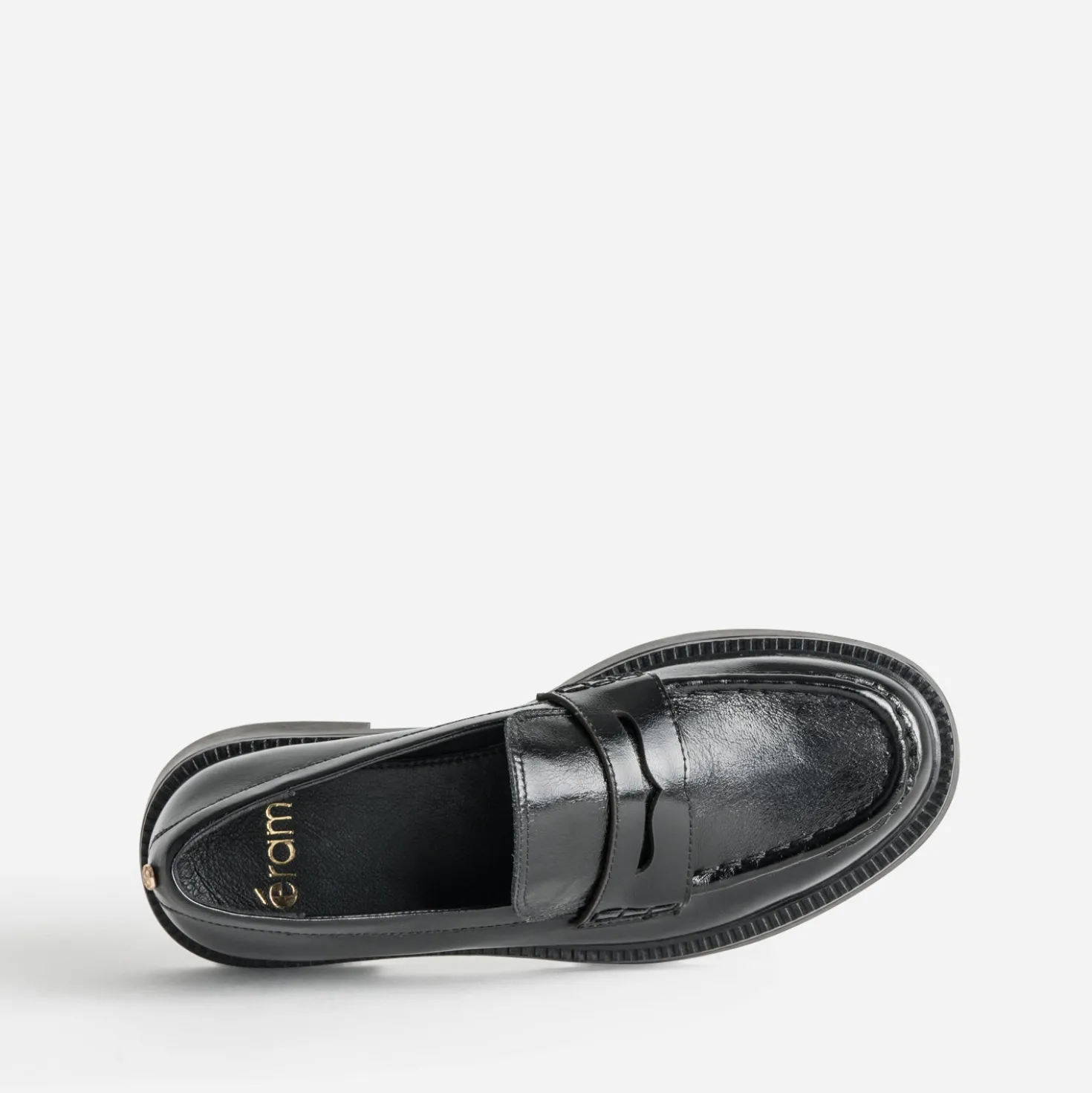 Mocassin noir cuir plateforme