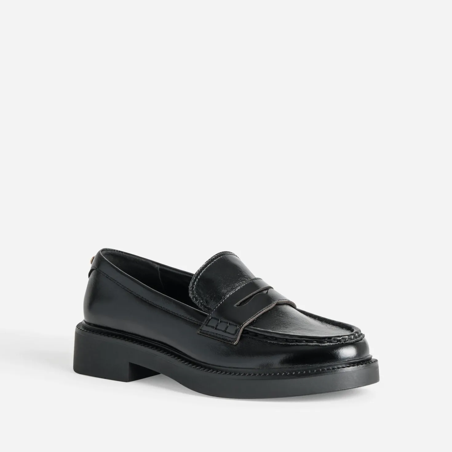 Mocassin noir cuir plateforme