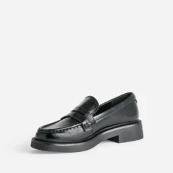 Mocassin noir cuir plateforme