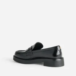 Mocassin noir cuir plateforme