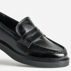 Mocassin noir cuir plateforme