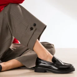 Mocassin noir cuir plateforme