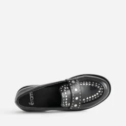 Mocassin noir décor clous