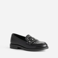 Mocassin noir décor clous