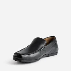Mocassin noir en cuir