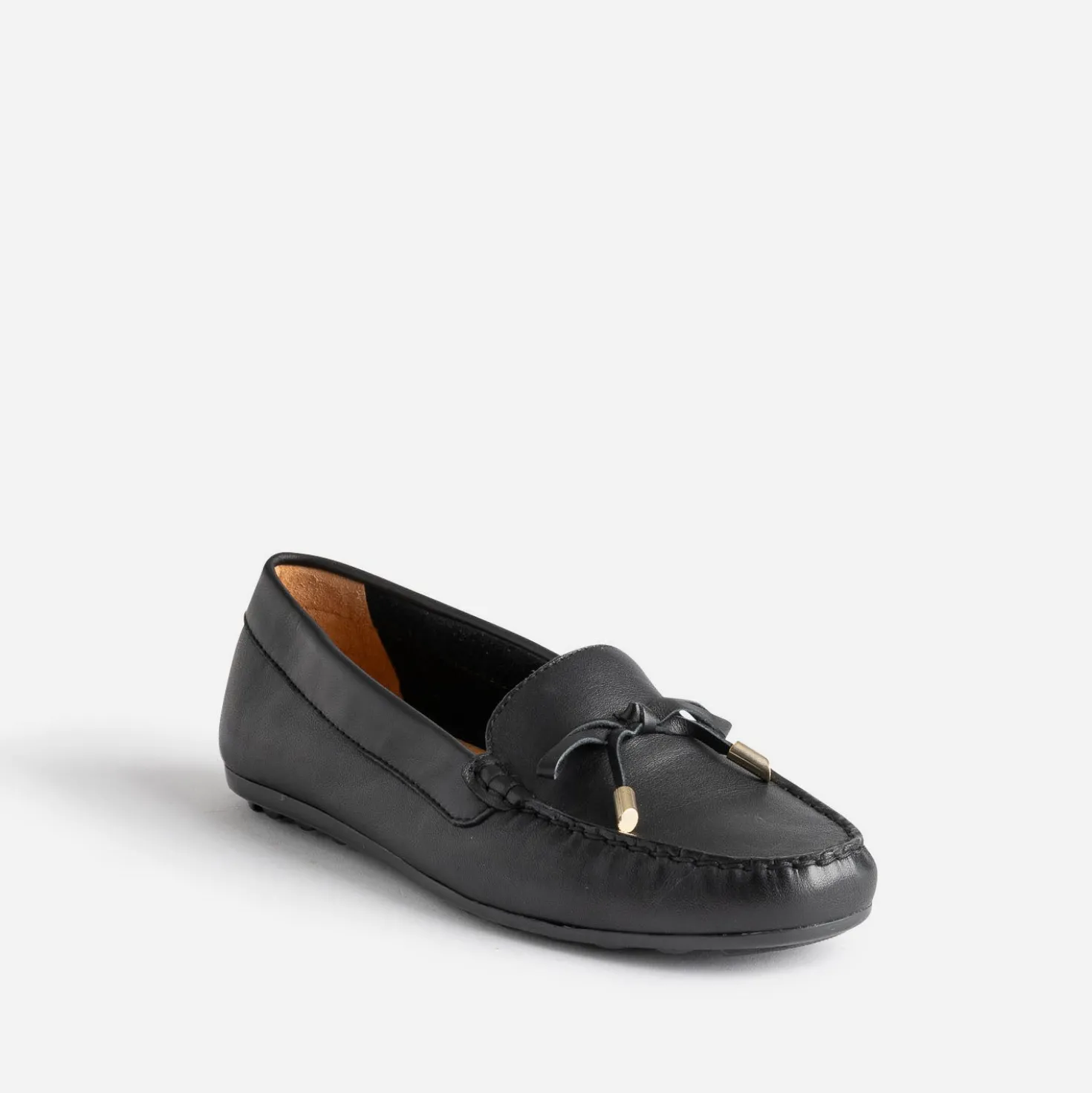 Mocassin noir en cuir