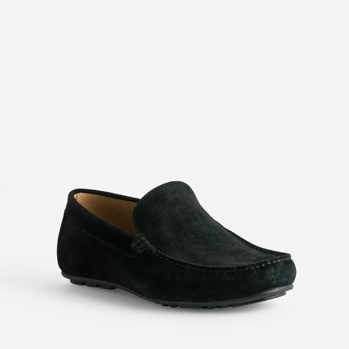 Mocassin noir en cuir velours