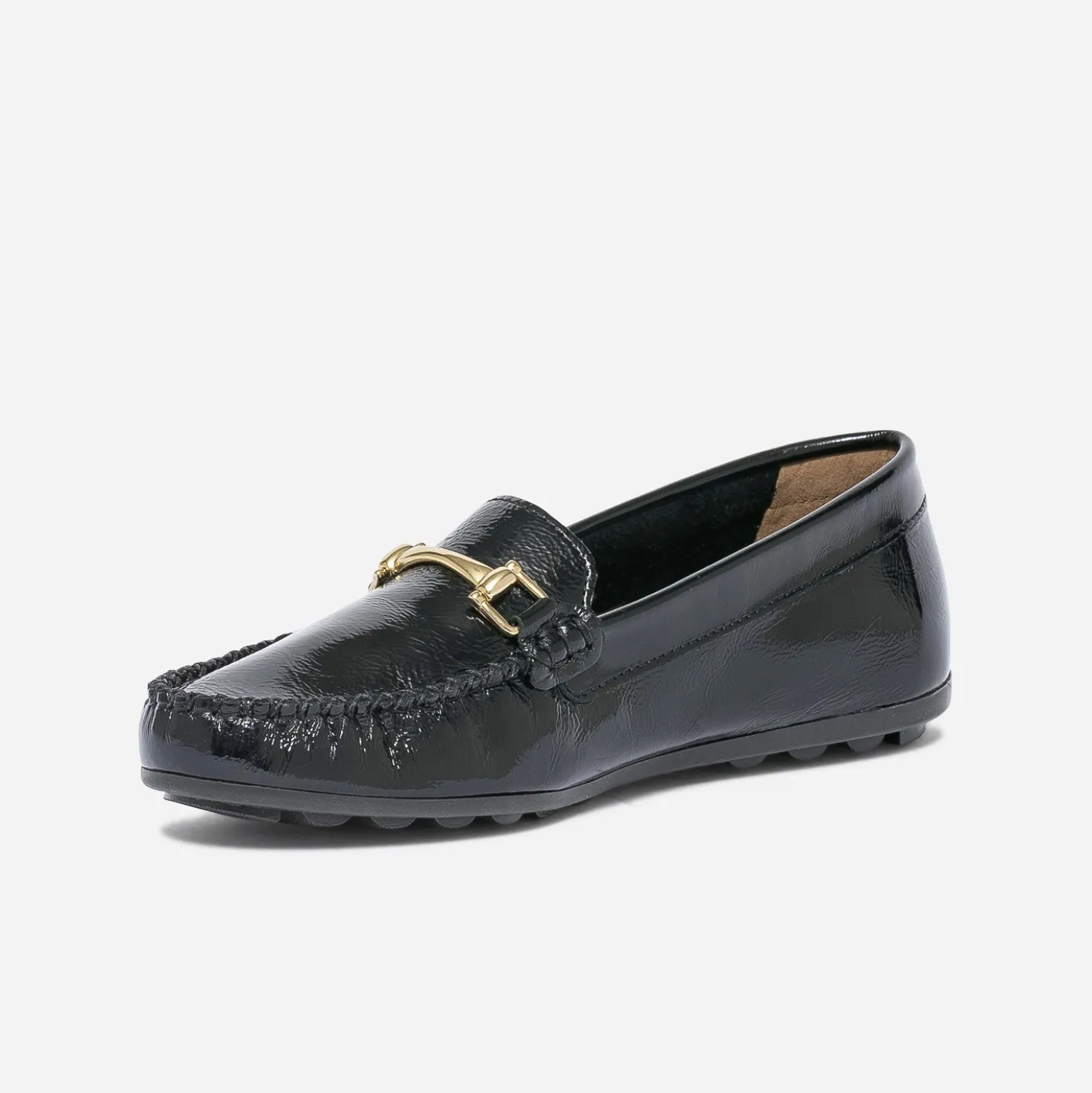 Mocassin noir en cuir verni