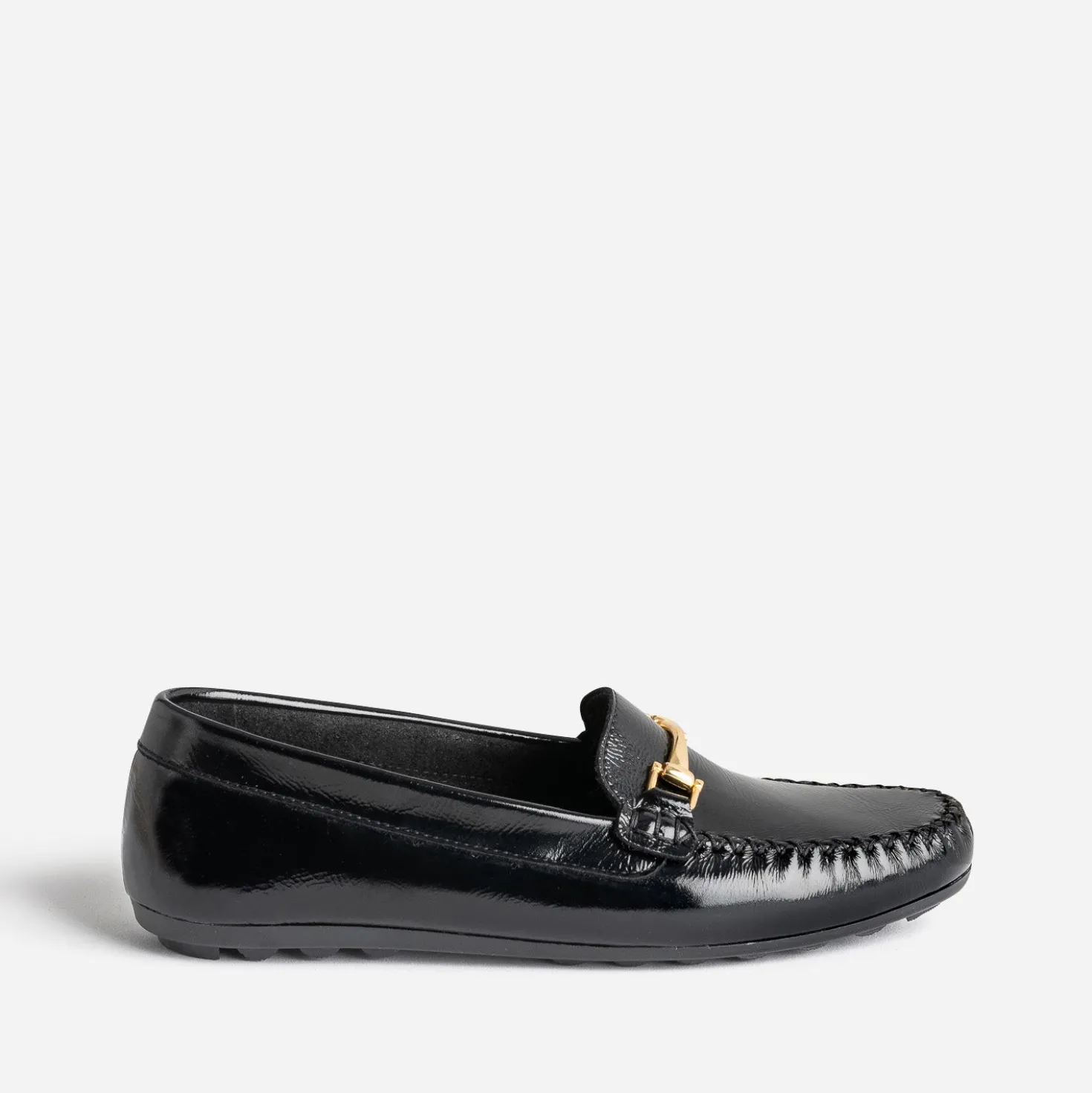 Mocassin noir en cuir verni