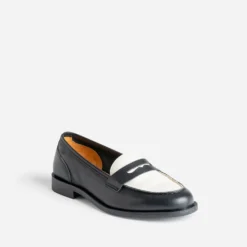 Mocassin noir et beige cuir